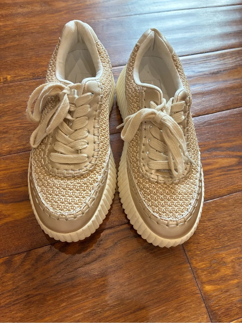 ShuShop Woven Lace-Up Sneakers - Beige/Cream